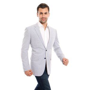Grey Seersucker Men's Blazer Jacket by Tazio
